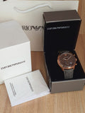 Emporio Armani  Zeta  Brown Dial Gray Fabric Strap Watch for Men - AR1976