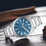 Fossil Everett Blue Dial Silver Steel Strap Watch for Men - FS6054