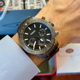 Fossil Bannon Black Dial Gray Steel Strap Watch for Men - BQ2705