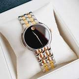 Movado Veturi Quartz Black Dial Two Tone Steel Strap Watch for Men - 0606932