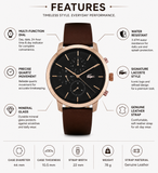 Lacoste Replay Black Dial Brown Leather Strap Watch for Men - 2011257