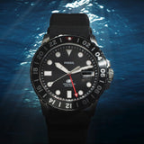 Fossil GMT Black Dial Black Silicon Strap Watch for Men - FS6036