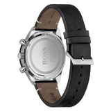 Hugo Boss Globetrotter Chronograph Black Dial Black Leather Strap Watch for Men - 1513864