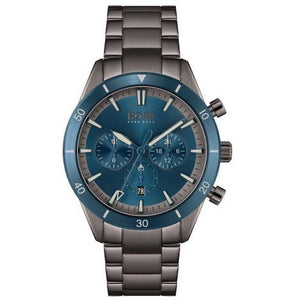 Hugo Boss Santiago Chronograph Blue Dial Grey Steel Strap Watch for Men - 1513863