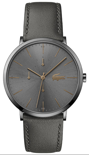 Lacoste Moon Gray Dial Gray Leather Strap Watch for Men - 2011059