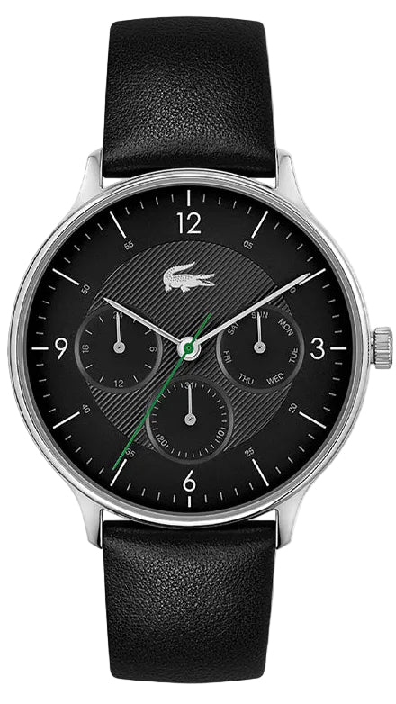 Lacoste Club Black Dial Black Leather Strap Watch for Men - 2011139