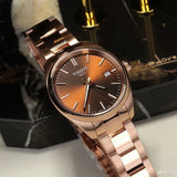 Tissot PR 100 Brown Dial Gold Steel Strap Watch for Women - T150.210.33.291.00