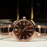 Tissot PR 100 Brown Dial Gold Steel Strap Watch for Women - T150.210.33.291.00