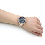 Hugo Boss Hera Chronograph Blue Dial Gold Steel Strap Watch for Women - 1502566
