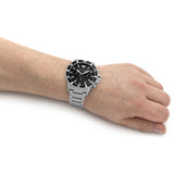 Emporio Armani Diver Chronograph Black Dial Silver Steel Strap Watch For Men - AR11360