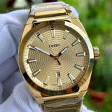 Fossil Everett Gold Dial Gold Steel Strap Watch for Men- FS5965