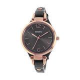 Fossil Georgia Smoke Grey Dial Grey Leather Strap Watch for Women - ES3077