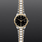 Tudor Style Automatic Black Dial Two Tone Steel Strap Watch for Men - M12713-0005