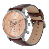 Fossil Neutra Pink Dial Brown Leather Strap Watch for Men - FS5982