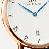 Daniel Wellington Dapper York White Dial Brown Leather Strap Watch For Men - DW00100085