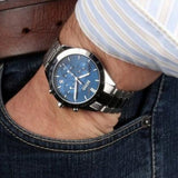 Hugo Boss Talent Blue Dial Silver Steel Strap Watch for Men - 1513582