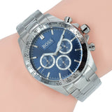Hugo Boss Ikon Chronograph Blue Dial Silver Steel Strap Watch for Men - 1512963