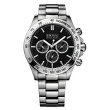 Hugo Boss Ikon Chronograph Black Dial Silver Steel Strap Watch for Men - 1512965