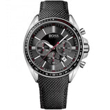 Hugo Boss Driver Chronograph Black Dial Black Leather Strap Watch for Men -1513087