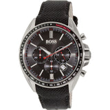 Hugo Boss Driver Chronograph Black Dial Black Leather Strap Watch for Men -1513087