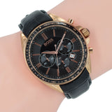 Hugo Boss Driver Chronograph Black Dial Black Leather Strap Watch for Men - 1513092