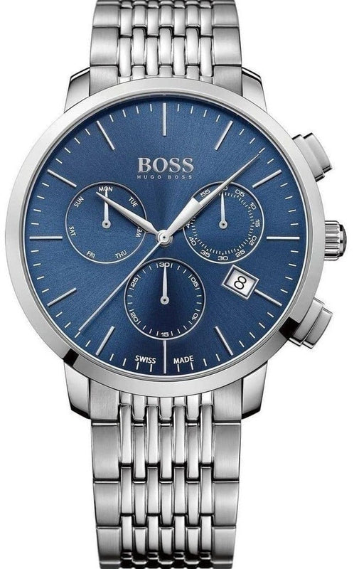 Hugo Boss Associate Blue Dial Silver Steel Strap Watch for Men - 1513269