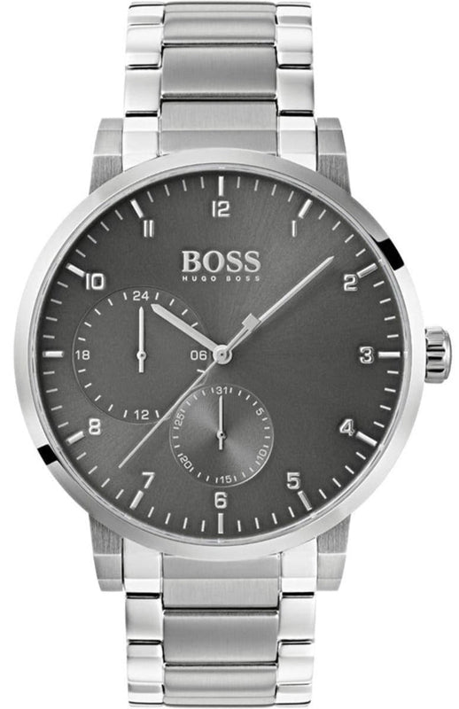 Hugo Boss Oxygen Chronograph Grey Dial Silver Steel Strap Watch for Men - 1513596