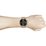 Hugo Boss Integrity Chronograph Black Dial Rose Gold Mesh Bracelet Watch for Men - 1513808