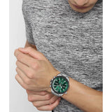 Hugo Boss Globetrotter Chronograph Green Dial Silver Steel Strap Watch for Men - 1513930