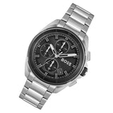 Hugo Boss Volane Chronograph Black Dial Silver Steel Strap Watch for Men - 1513949