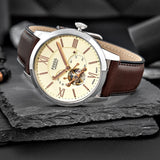 Fossil Townsman Beige Dial Brown Leather Strap Watch for Men - ME3266
