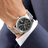 Gucci G Chrono Black Dial Silver Steel Strap Watch For Men - YA101204
