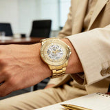 Fossil Bannon Gold Dial Gold Steel Strap Watch for Men - BQ2680