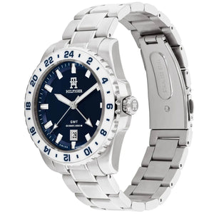 Tommy Hilfiger TH85 Blue Dial Silver Steel Strap Watch for Men - 1792132
