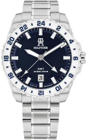 Tommy Hilfiger TH85 Blue Dial Silver Steel Strap Watch for Men - 1792132