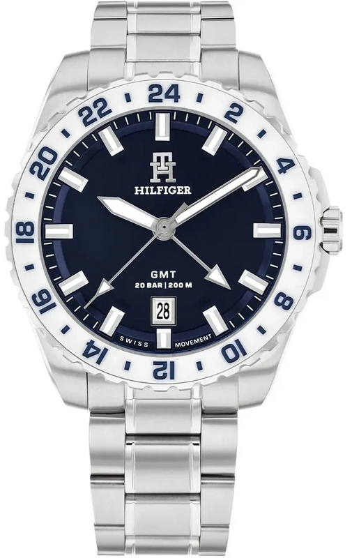 Tommy Hilfiger TH85 Blue Dial Silver Steel Strap Watch for Men - 1792132