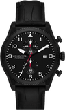 Michael Kors Panorama Black Dail Black Leather Strap Watch for Men - MK9201
