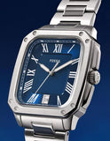 Fossil Crosby Blue Dial Silver Steel Strap Watch for Men - FS6121