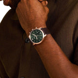 Fossil Neutra Green Dial Brown Leather Strap Watch for Men - FS6073