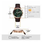 Fossil Neutra Green Dial Brown Leather Strap Watch for Men - FS6073