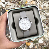 Fossil Commuter White Dial Silver Steel Strap Watch for Women - ES4331