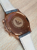 Emporio Armani  Zeta  Brown Dial Gray Fabric Strap Watch for Men - AR1976