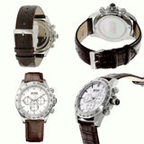 Hugo Boss Ikon Chronograph White Dial Brown Leather Strap Watch for Men - 1513175