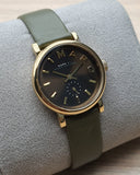 Marc Jacobs Baker Olive Green Dial Olive Green Leather Strap Watch for Women - MBM1328