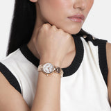 Michael Kors Laney Silver Dial Rose Gold Steel Strap Watch for Women - MK4893