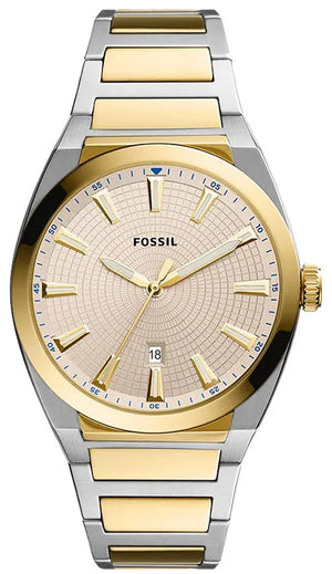 Fossil Everett Beige Dial 2 Tone Steel Strap Watch for Men - FS5823