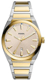 Fossil Everett Beige Dial 2 Tone Steel Strap Watch for Men - FS5823