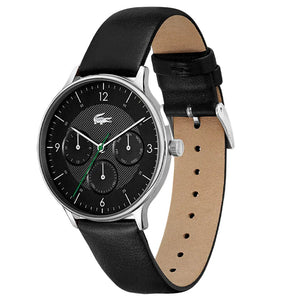Lacoste Club Black Dial Black Leather Strap Watch for Men - 2011139