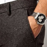 Hugo Boss Driver Chronograph Black Dial Silver Steel Strap Watch for Men - 1512883