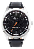 Lacoste Edmonton Black Dial Black Leather Strap Watch for Men - 2010888